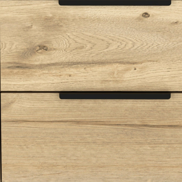 22" Oak Wood Two Drawer Nightstand