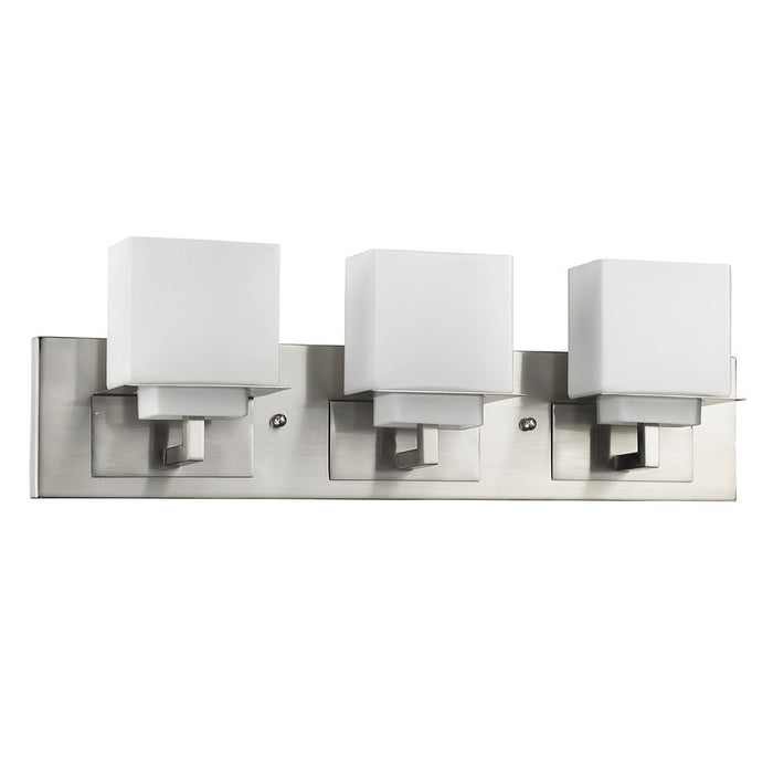 22" Silver And White Metal and Glass Three Lights Flush Mounted Sconce