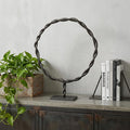 23" Black Metal Round Braided Tabletop Sculpture