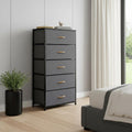 23" Gray and Black Steel and Fabric Five Drawer Chest