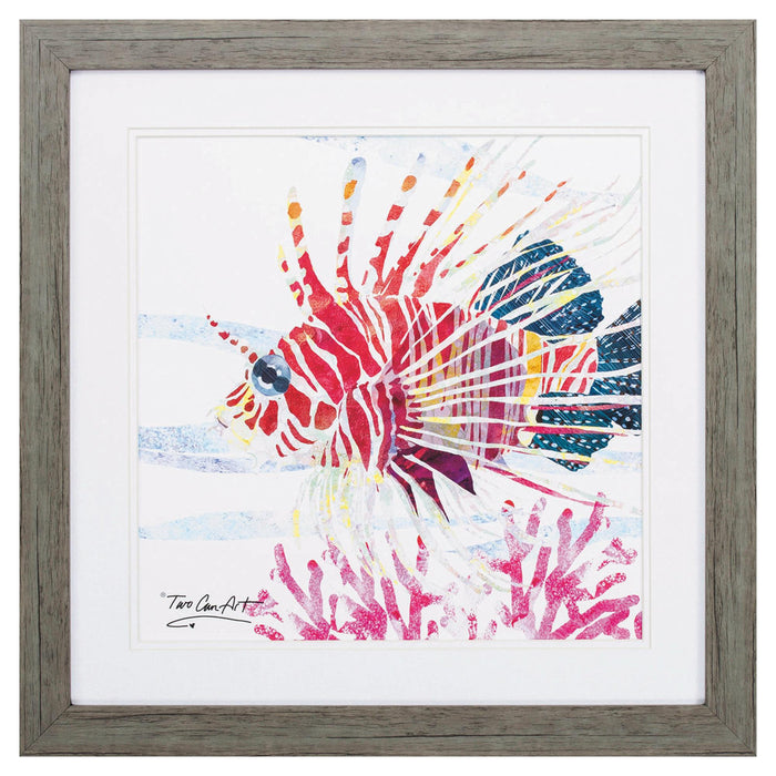 23" X 23" Sea Creature Fish Brown Square Framed Art