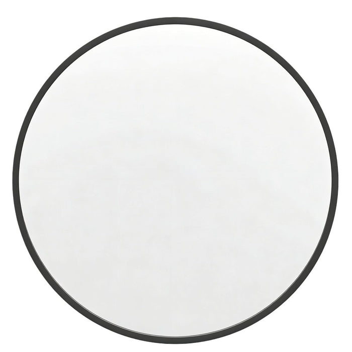 24" Black Aluminum Round Framed Accent Mirror