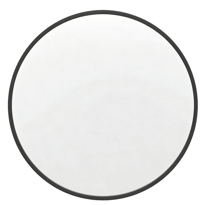 24" Black Aluminum Round Framed Accent Mirror