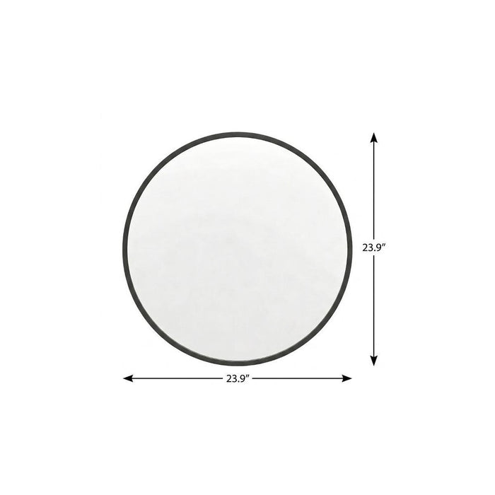 24" Black Aluminum Round Framed Accent Mirror
