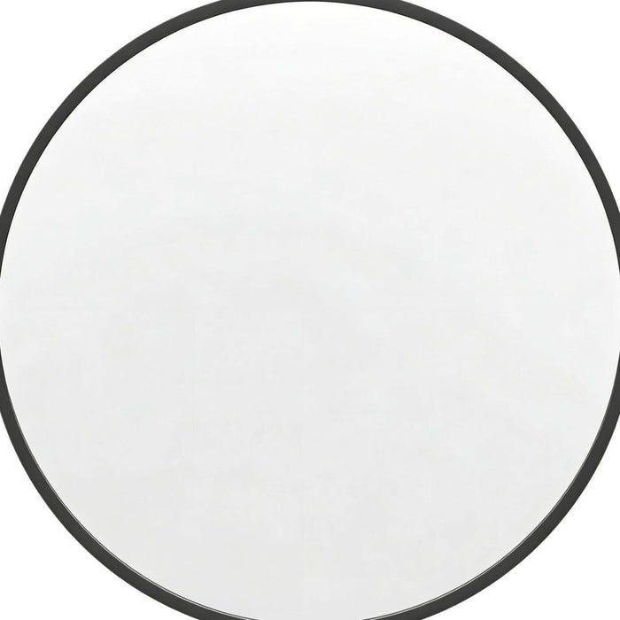 24" Black Aluminum Round Framed Accent Mirror