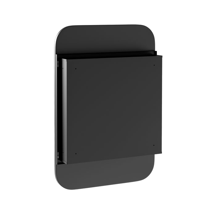 24" Black Metal Framed Bathroom Vanity Mirror With Cabinet