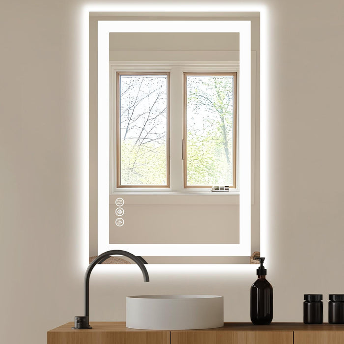 24" Clear Lighted Frameless Bathroom Vanity Mirror