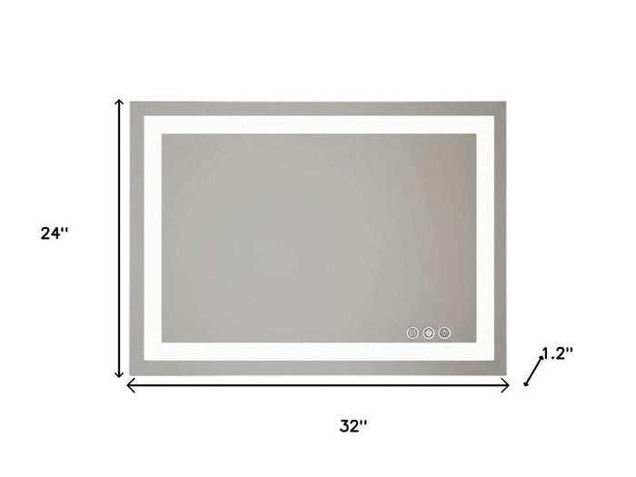 24" Clear Lighted Frameless Bathroom Vanity Mirror