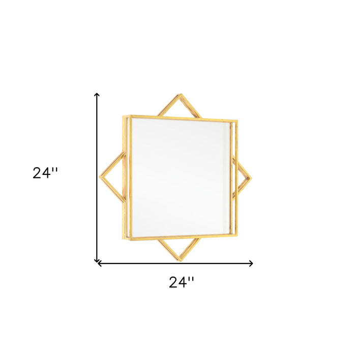 24" Gold Metal Geo Square Accent Mirror