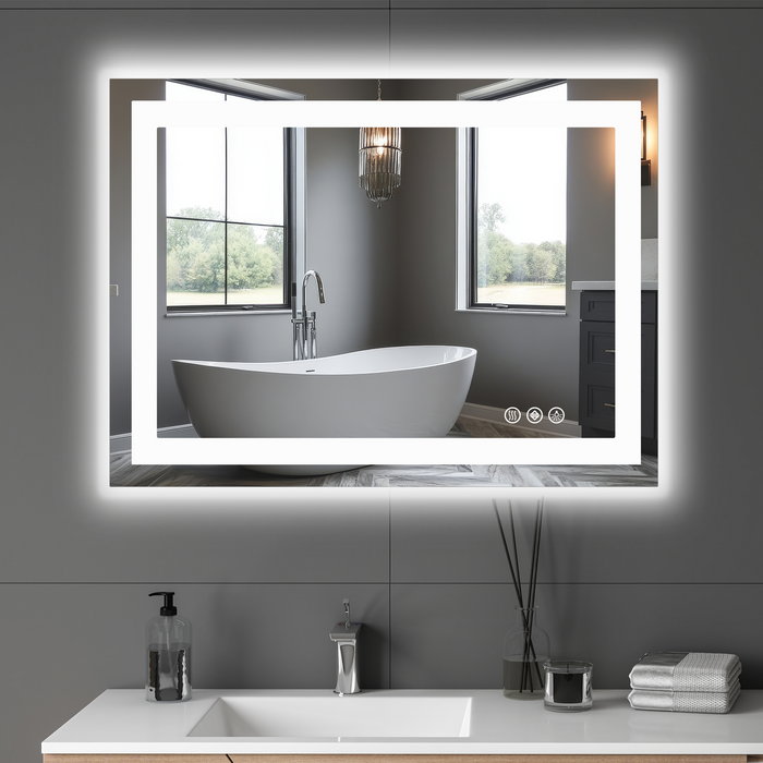 24" Lighted Frameless Anti Fog Bathroom Vanity Mirror