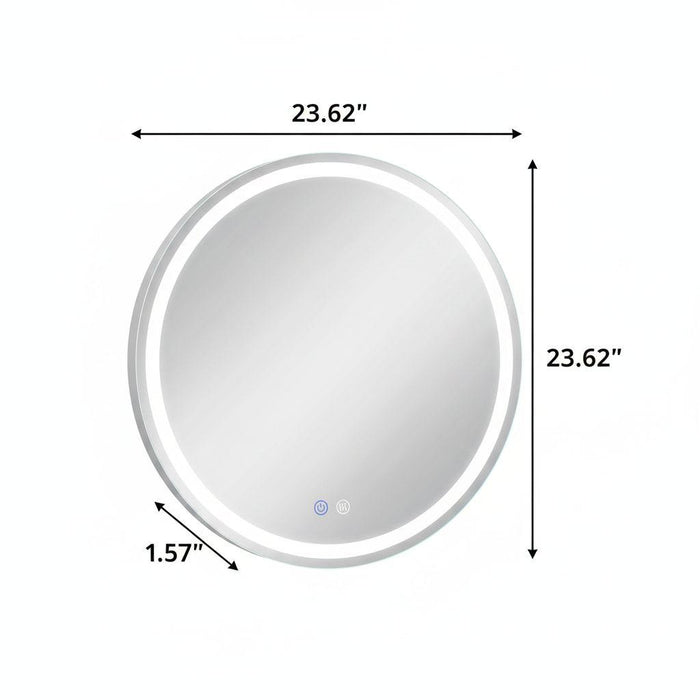 24" Round Lighted Frameless Anti Fog Bathroom Vanity Mirror