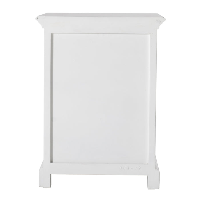 24" White Solid Wood Distressed One Drawer Nightstand