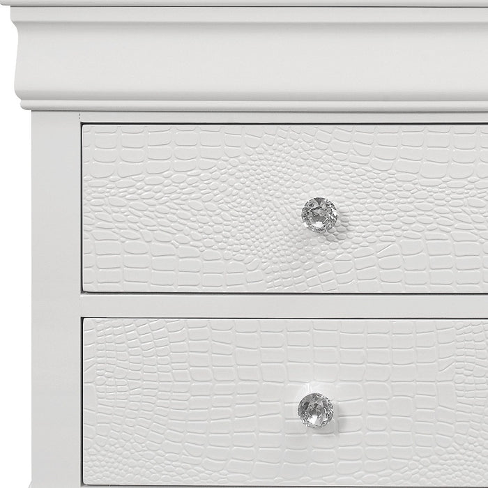 24" White Wood Shagreen Two Drawer Nightstand