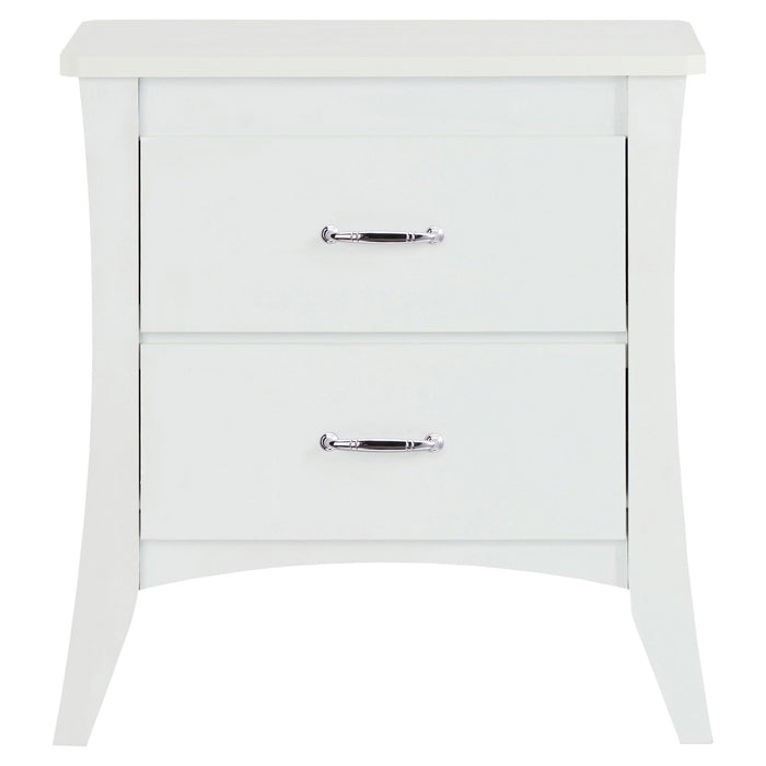 25" White Wood Two Drawer Nightstand
