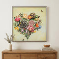 25" X 25" Silver Frame Big Heart Botany
