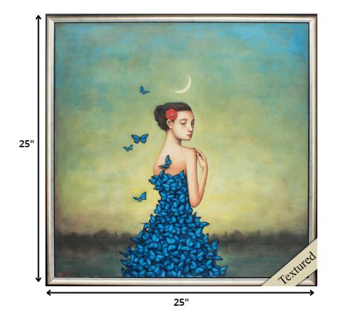 25" X 25" Silver Frame Metamorphosis In Blue