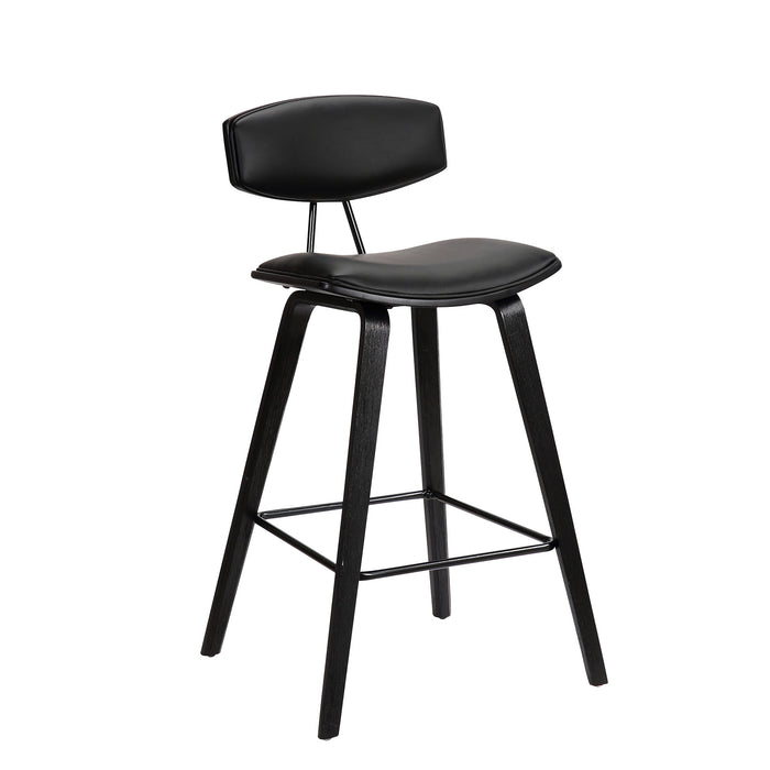 26" Black Fabric And Iron Low Back Counter Height Bar Chair
