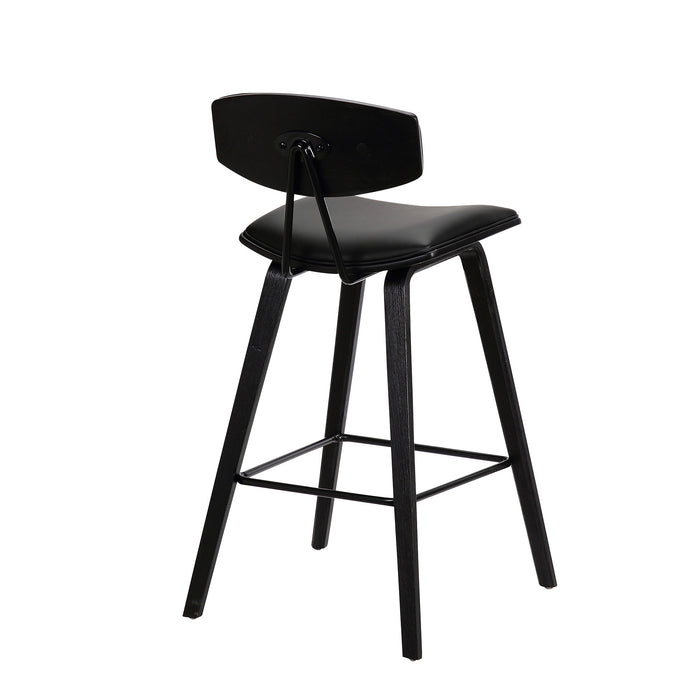 26" Black Fabric And Iron Low Back Counter Height Bar Chair