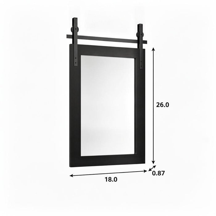 26" Black Wood Barn Framed Accent Mirror