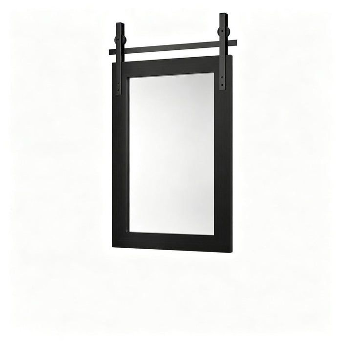 26" Black Wood Barn Framed Accent Mirror