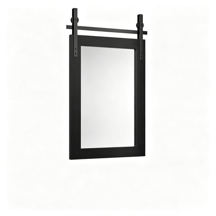 26" Black Wood Barn Framed Accent Mirror