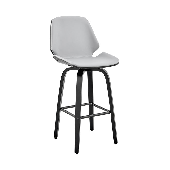 26" Gray And Black Fabric And Iron Counter Height Swivel Bar Chair
