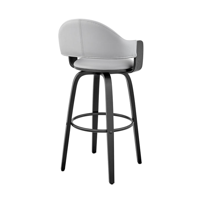 26" Gray And Black Fabric And Iron Low Back Counter Height Swivel Bar Chair