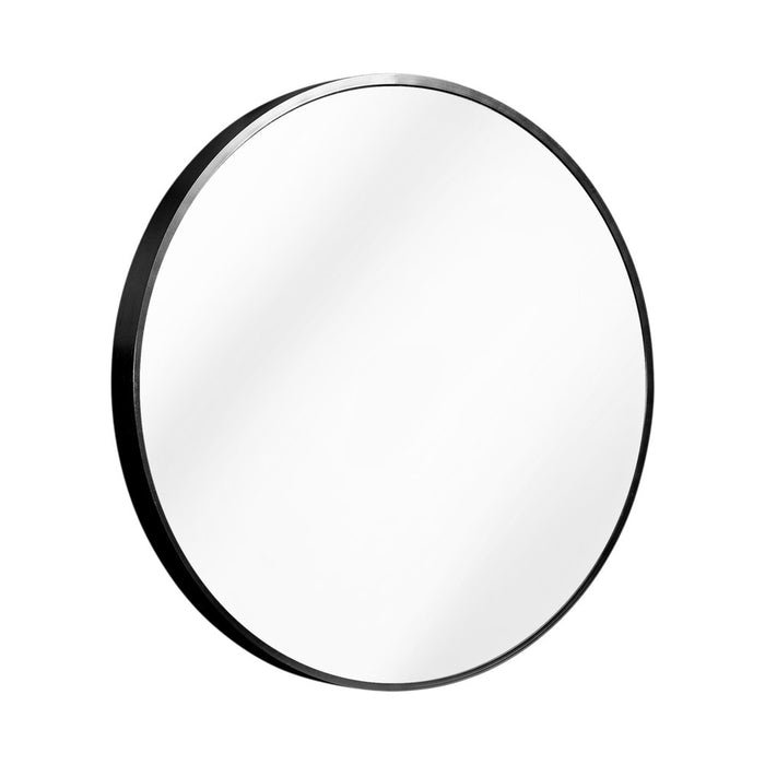 27" Black Aluminum Round Framed Accent Mirror