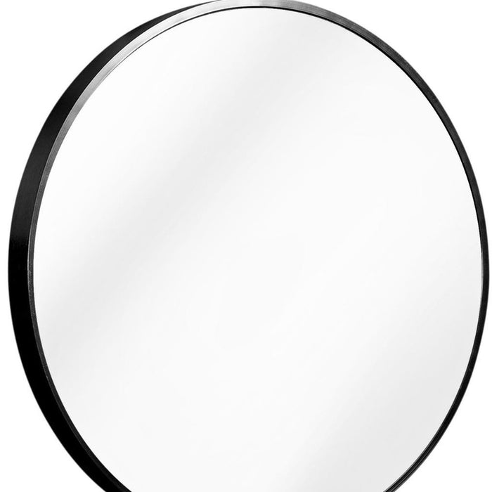 27" Black Aluminum Round Framed Accent Mirror