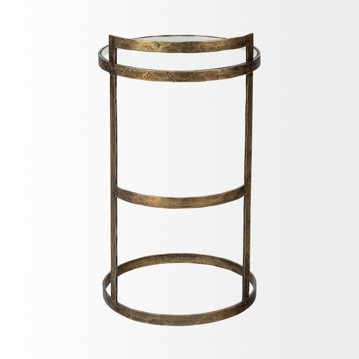 27" Gold And Clear Glass Round End Table