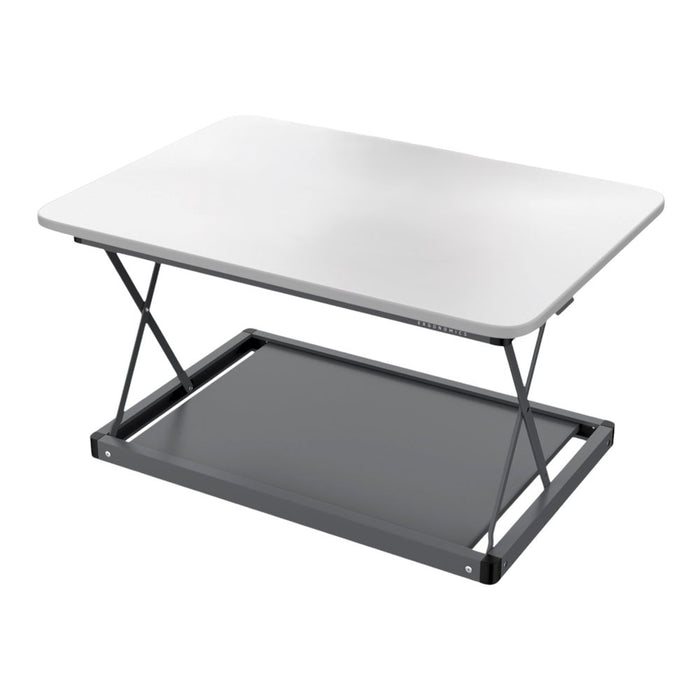28" Adjustable White and Silver Stainless Steel Standing Desk Converter