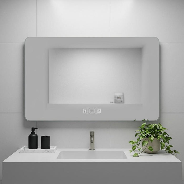 28" Lighted Frameless Anti Fog Bathroom Vanity Mirror