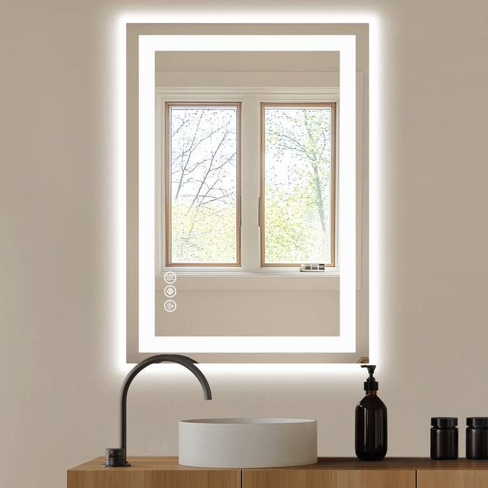 28" Lighted Frameless Bathroom Vanity Mirror