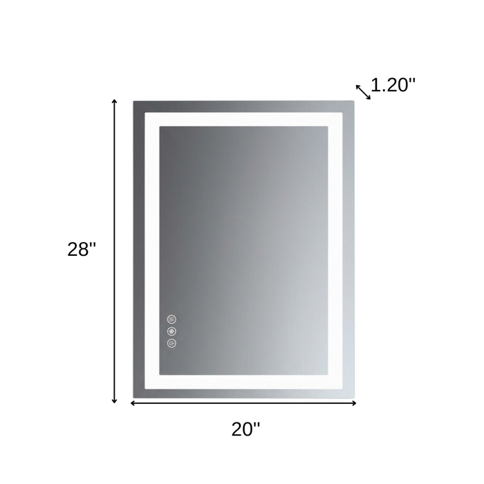 28" Lighted Frameless Bathroom Vanity Mirror