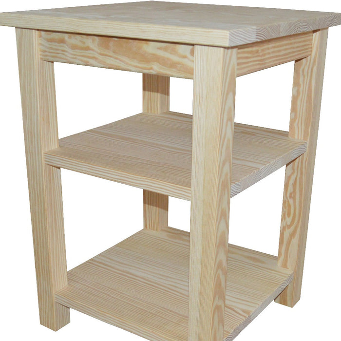 28" Tan Solid Wood Nightstand