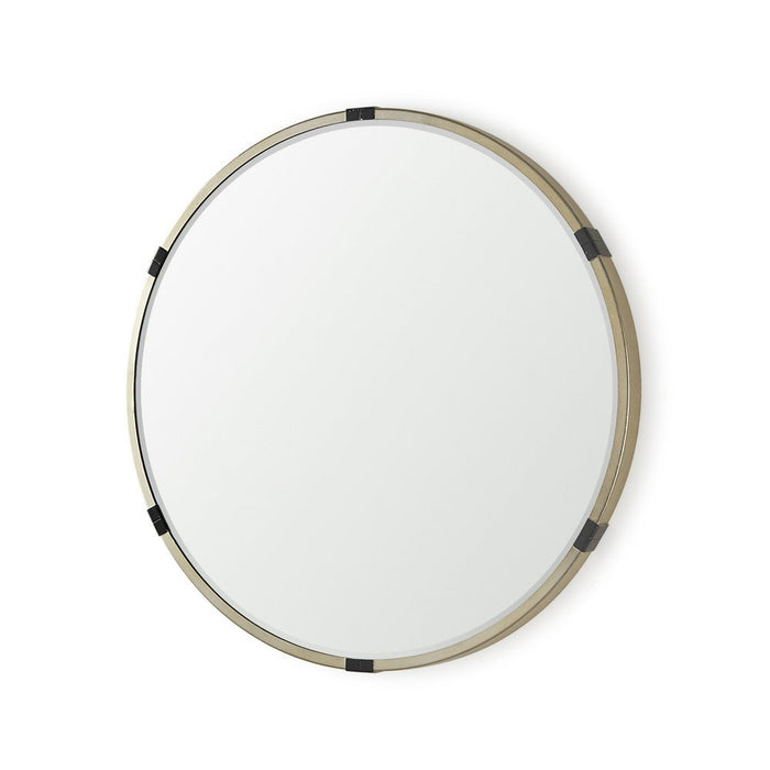 29" Gold And Black Metal Round Framed Accent Mirror