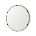 29" Gold And Black Metal Round Framed Accent Mirror
