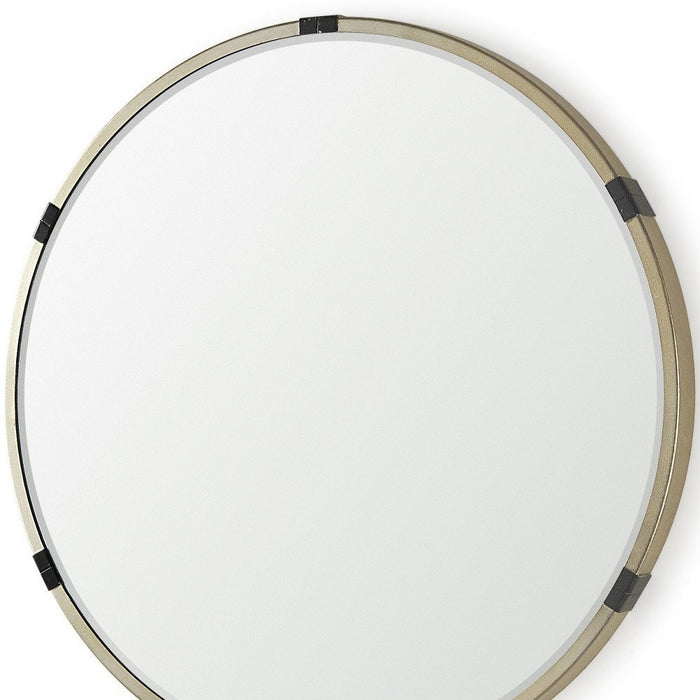 29" Gold And Black Metal Round Framed Accent Mirror