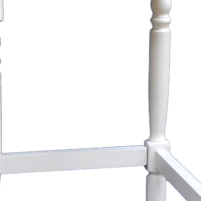 29" Natural And Antiqued White Rush And Solid Wood Backless Bar Height Bar Chair