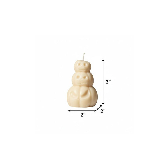 3" Ivory Unscented Dimensional Pumpkin Trio Soy Wax Candle