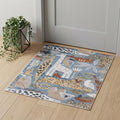 3' X 5' Ivory Blue and Gray Kids Safar Animal Print Washable Area Rug