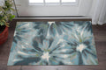 3' X 5' Teal Ivory And Gray Floral Area Rug