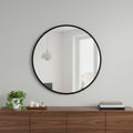 30" Black Aluminum Round Framed Accent Mirror