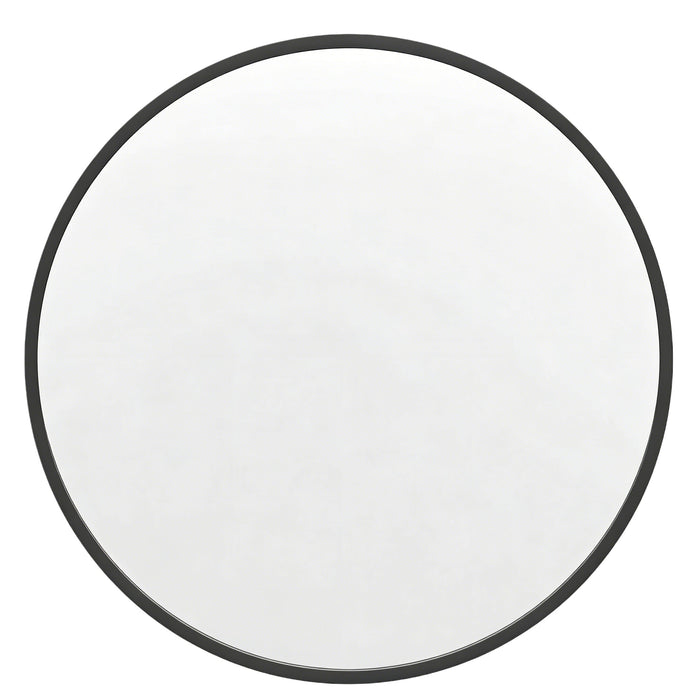 30" Black Aluminum Round Framed Accent Mirror
