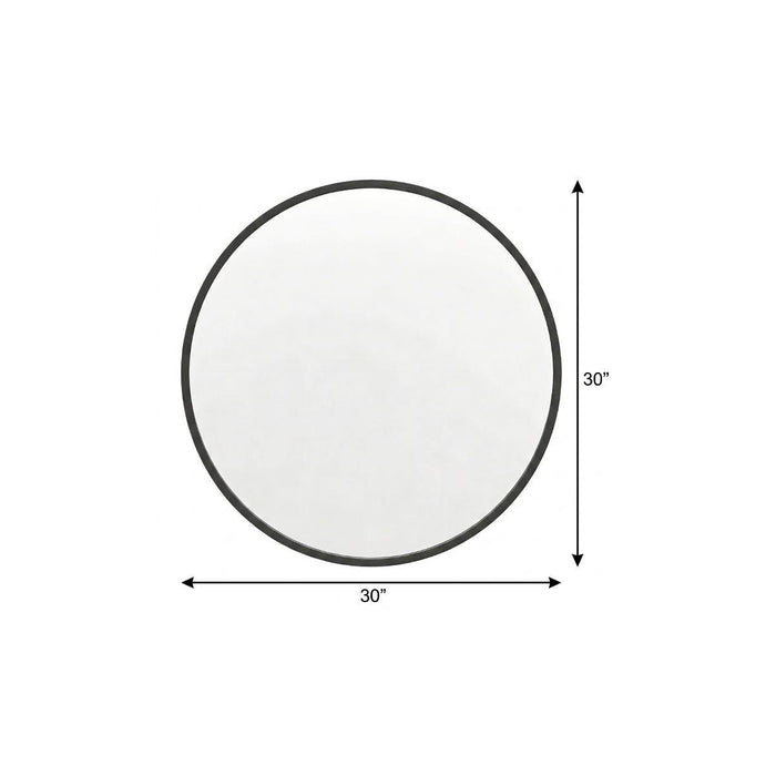 30" Black Aluminum Round Framed Accent Mirror