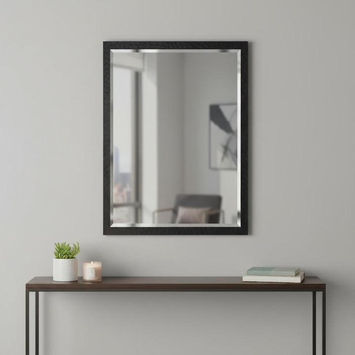 30" Black Hammered Geometric Finish Framed Accent Mirror