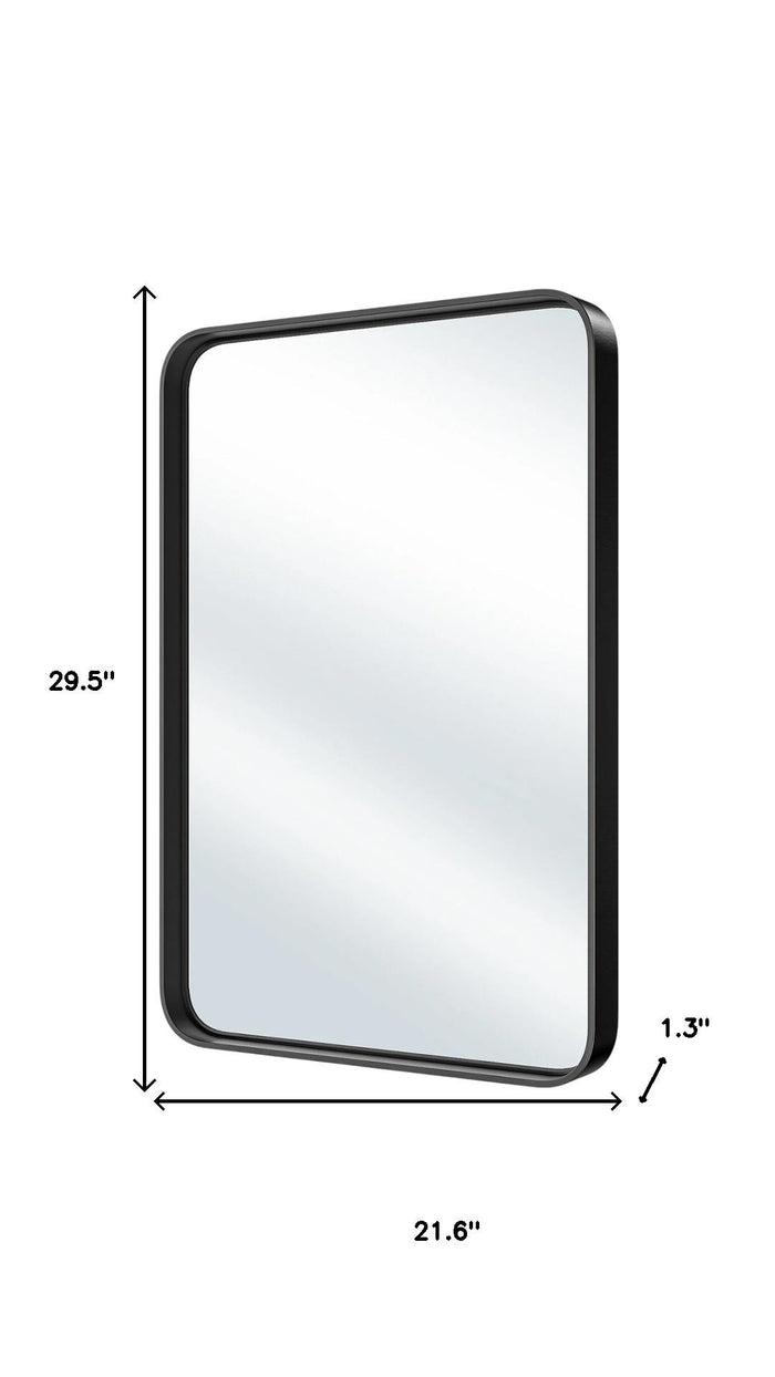 30" Black Metal Floating Framed Bathroom Vanity Mirror