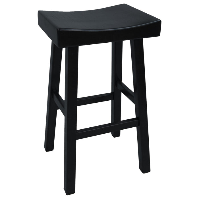 30" Black Solid Wood Backless Bar Height Bar Chair