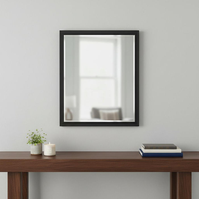 30" Black Solid Wood Framed Accent Mirror