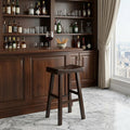 30" Espresso Solid Wood Backless Bar Height Bar Chair